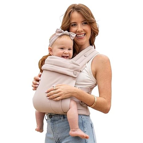 Infantino Honey Blossom Baby Carrier, Ergonomic Infant to Toddler Carrier, Hip Healthy “M” Position Support, Adjustable Sliding Seat, Padded Cross-Back Straps, 7-40 lbs, Toasted Almond