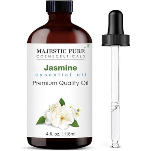 Majestic Pure Jasmine Essential Oil with Glass Dropper - Huge 4 Fl Oz - 100% Pure and Natural Jasmine Oil - Premium Grade Essential Oils for Diffuser, Aromatherapy, Soap and Candle Making
