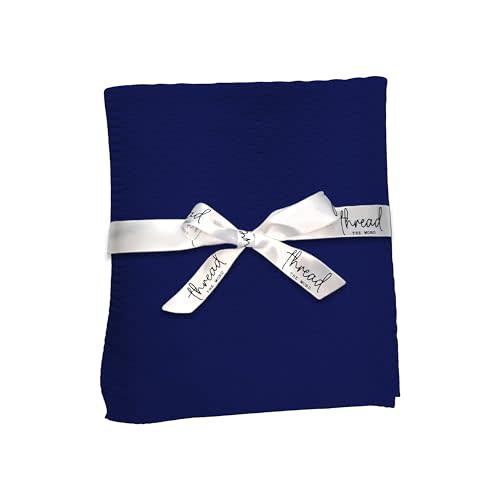 The Waffle Blanket - 100% Organic Cotton Baby Blanket, American Made, 30x40in - Bassinet, Crib, Stroller - Gift Registry Baby Shower for Newborns and Kids (Navy)