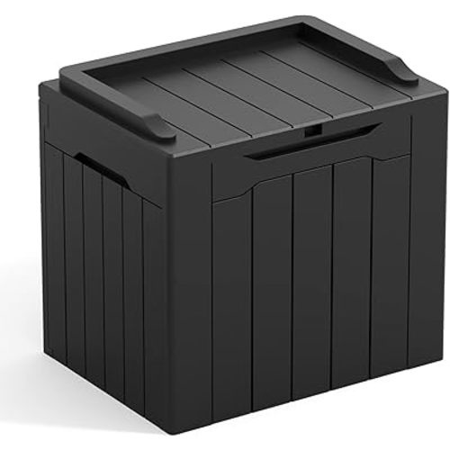 Greesum 31 Gallon Resin Deck Box All Weather Outdoor Storage Boxes for Patio Furniture Set,Outdoor Toys,Garden Tools,Black