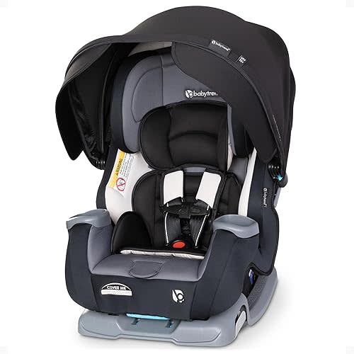 Baby Trend Cover Me 4-in-1 Infant Toddler Convertible Car Seat with Adjustable/Removable Canopy for Sun Protection & 2 Cup Holders, Black