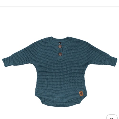 Chunky Knit Romper in Atlantic