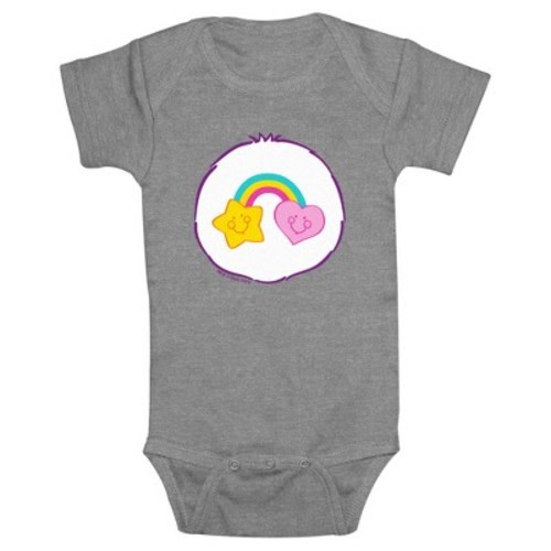Infant's Care Bears Best Friend Bear Belly Badge  Bodysuit - Athletic Heather - 24 Months