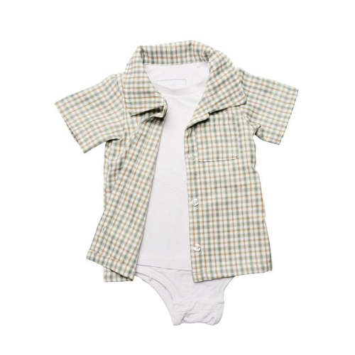 Plaid Button-Up Onesie Tee