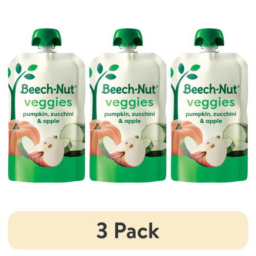 (3 pack) Beech-Nut Veggies Stage 2 Baby Food, Pumpkin Zucchini & Apple, 3.5 oz Pouch