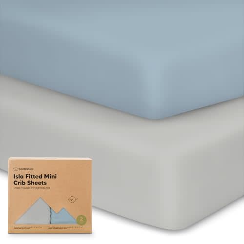 Pack and Play Sheets Fitted - 2-Pack Mini Crib Sheets for Pack N Play Mattress 38x26, Soft & Cozy, Neutral Toddler Playard Bedding, Snug Fitted Mini Baby Crib Mattress Cover Boy, Girl (Steel)