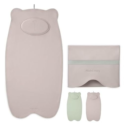 Blissful Diary Vegan Leather Portable Changing Pad, Wipeable, Waterproof Diaper Changing Mat, Newborn Shower Gifts, with Built-in Padding, Taupe