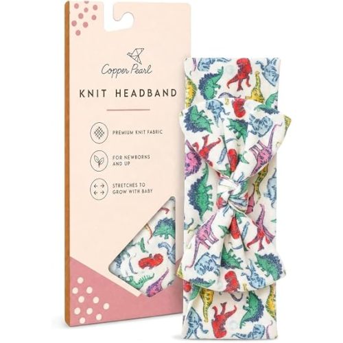 Copper Pearl Baby Bows: Soft and Stretchy Headbands for Baby Girls, Newborn and Toddler Hair Bows and Accessories, Stylish Bow Headband, Dinosaurs of Jurassic Park