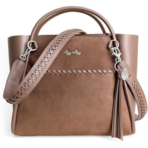 Itzy Ritzy Boss Tote Diaper Bag – Tote Bag with Stroller Straps, Changing Pad, Shoulder Straps, Hook Closure & Removable Tassel (Aspen)