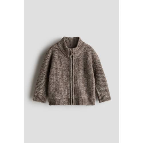 RIB-KNIT ZIP-THROUGH CARDIGAN