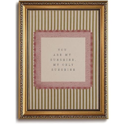 You Are My Sunshine Wall Decor, Vintage Gold Framed Nursery Wall Art, 8x10