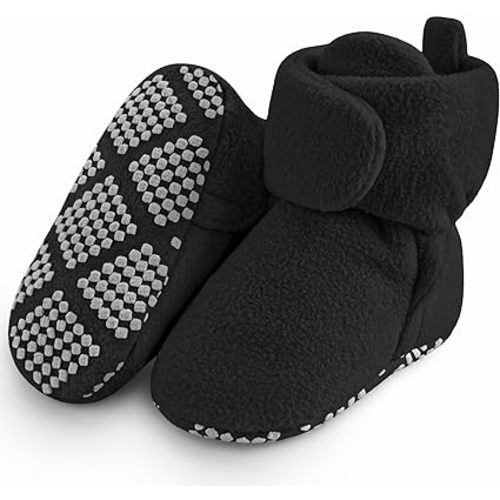 Fleece Baby Booties, Warm Cozy Baby Slippers, Stay On Sock Shoes, Easy to Put on, Unisex Baby Gifts, Soft Non-Slip Adjustable Newborn Boots for Boys and Girls