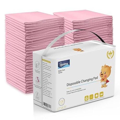 Disposable Changing Pad (100 Pack), Baby Incontinence Changing Pads Diaper UnderPads, Super Soft, Ultra Absorbent & Waterproof, Covers Any Surface for Baby Diaper Changes,18 x 13inch (Pink)