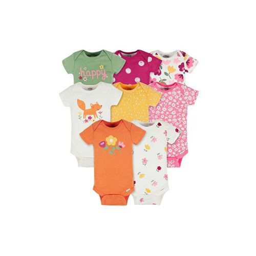 Onesies Brand Baby Girls' Short Sleeve Onesies® Bodysuits - Floral Fox - 3-6 Months - 8-Pack
