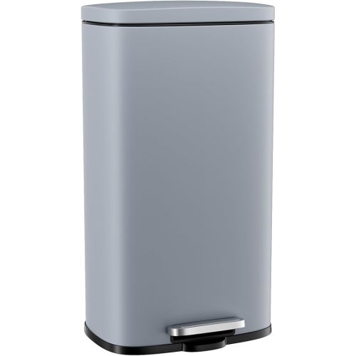 Arlopu 8/13.2 Gallon Step Trash Can, Stainless Steel Garbage Bin, Soft-Close Rubbish Bin with Removable Plastic Inner Bucket, Fingerprint-Proof, Lid Dustbin, Suit for Kitchen Home (Haze Blue, 30L)