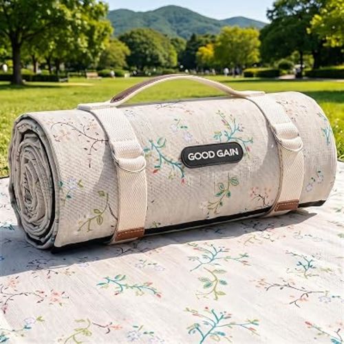 Picnic Outdoor Blankets Waterproof Extra Large - Beach Mat Sand Free Foldable with Carry Strap | Portable Camping Blanket | Park Blanket for Grass Park, Hiking, Travel, Concerts, Indoor(Multi Flower)