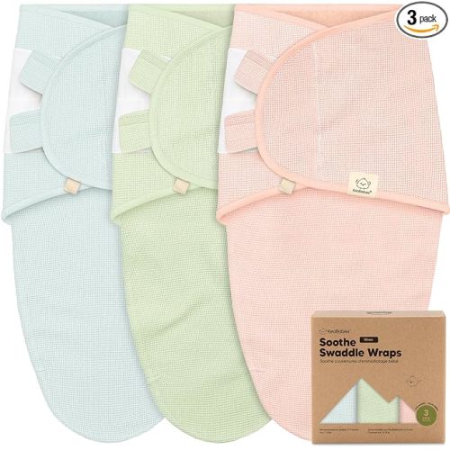 3-Pack Organic Swaddles for Newborns, Baby Sleep Sacks 0-3 Months - Baby Swaddle Wrap, Newborn Wearable Blanket, Infant Sleep Sack for Girls, Boys, Soft & Snug, Large Hook & Loop Closure (Mellow)