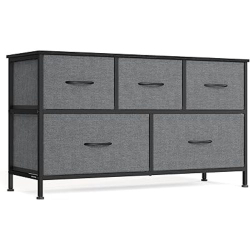 SONGMICS Dresser for Bedroom, Wide Dresser with 5 Fabric Drawers