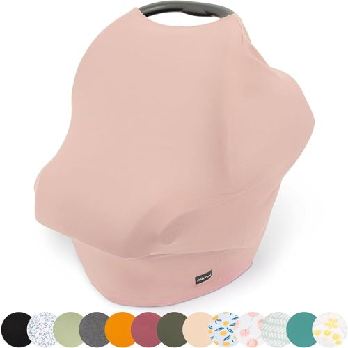 Breathable Nursing Cover Up and Car Seat Cover for Babies Simka Rose - Breastfeeding Cover for Baby Boy & Girl - Adjustable Stretchy Infant Carseat Canopy Carrier Cover for Summer - Must Have Registry