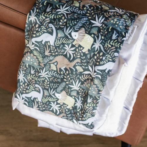 Little Dino - Gray Plush Blanket | Minky Couture