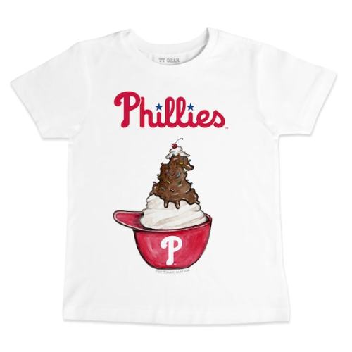 Toddler Philadelphia Phillies Tiny Turnip White Sundae Helmet T-Shirt