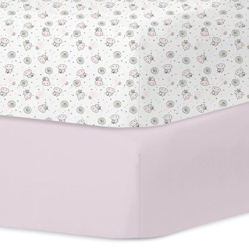 Little Grape Land Crib Sheets 2 Pack for Boys and Girls, Baby Neutral Crib Fitted Sheets for Standard Crib & Toddler Mattress, Super Soft Breathable Fitted Crib Sheet Set, Flying Cow
