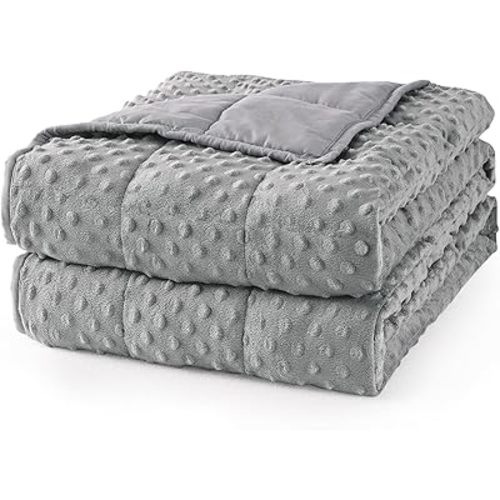 Mr. Sandman Weighted Blanket for Adults Queen Size 15 lbs, Soft Cooling Heavy Minky Blanket for Sleep, Washable Throw Blanket with Glass Beads, 60 x 80 Inches, Grey