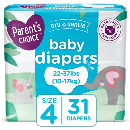 Parent's Choice Dry and Gentle Baby Diapers, Size 4, 31 Count