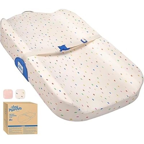 Tiny Marvels Baby Changing Pad with Cover, Waterproof Diaper Changing Pad with Non-Slip Base, Soft Contoured Changing Pad for Dresser, Nursery & Travel