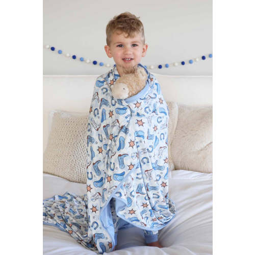 Rodeo Dreams Double Sided Bamboo Blanket | Blue