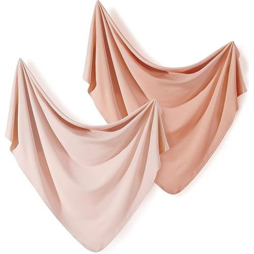 GRSSDER Newborn Swaddle Blanket, Ultra Soft Stretchy Jersey Knit Receiving Blankets 2 Pack, Comfortable and Lightweight, Easy to Swaddle Baby Snug and Cozy, Extra Large Size 33 x 44