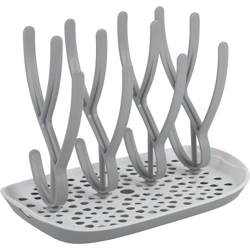 ToeZee Baby Bottle Drying Rack Space Saving Countertop Baby Bottle Holder, Drying Rack for Baby Bottles Accessories - Stores Up to 12 Bottles, Dishwasher Safe Gray