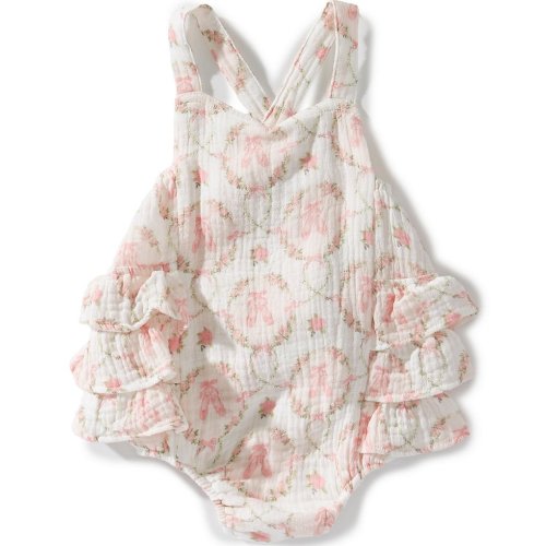 Angel Dear Baby Girls Organic Cotton Muslin Cameo Ballet Shoes Sunsuit Romper