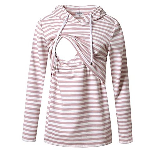 GINKANA Women's Nursing Hoodie Sweatshirt Long Sleeves Breastfeeding Maternity Tops Casual Clothes