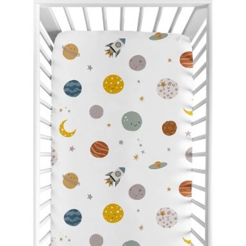 Sweet Jojo Designs Boy Baby Fitted Crib Sheet Space Galaxy Multicolor