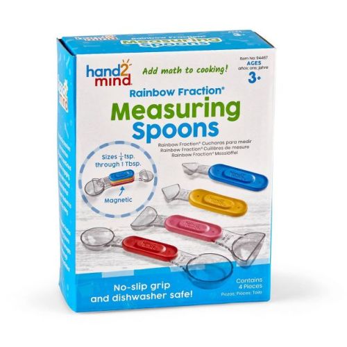 Hand2Mind Rainbow Fraction Measuring Spoons: Educational Math Kit, 3rd Grade Learning Tool, Plastic Material