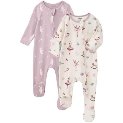 Baby Sleepers 100% Cotton Footie Pajamas, Newborn 0-3 3-6 6-9 Months with 2-Way Zipper, 2pcs PJs Baby Boy Clothes