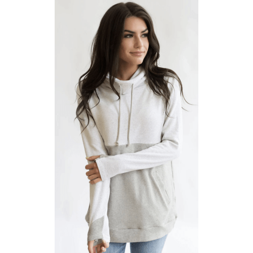Nursing Sweatshirt Pullover - Colorblock Light Gray