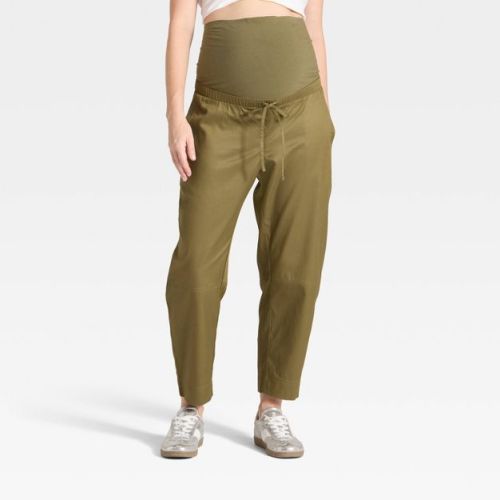 Over The Belly High-Rise Barrel Leg Chino Maternity Pants - Isabel Maternity by Ingrid & Isabel™ Olive Green