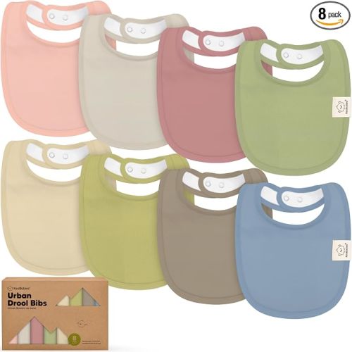 KeaBabies 8-Pack Organic Baby Bibs for Drooling and Teething (Boho)