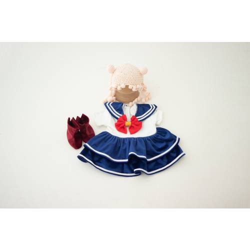 Newborn Sailor Dress: Anime Photography Prop with Bow & Booties
