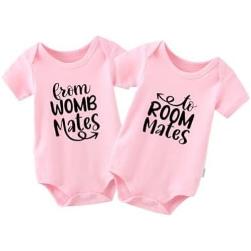 Baby Twins Bodysuit Womb Mates Unisex Baby Clothes Infant Cute Outfits Twin Romper