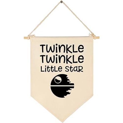 Twinkle Twinkle Little Star - Canvas Hanging Flag Banner Wall Sign Decor Gift for Baby Kids Boy Nursery Teen Room Front Door - Star Wars Quotes