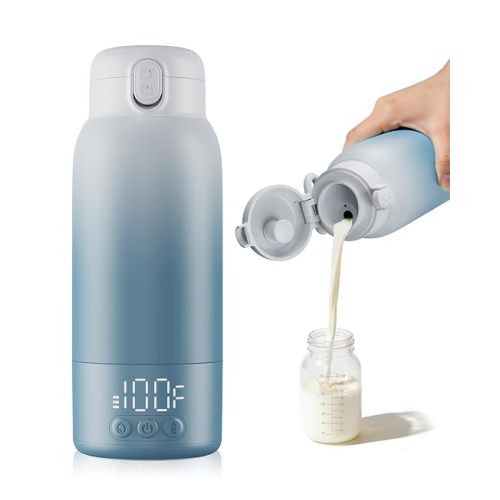 Portable Bottle Warmer for Travel, Baby Milk Warmer with Fast Heating & Long Battery Life, 17 Ounces Large Capacity Bottle Warmer with Long-Lasting Keep Warm Function, Green