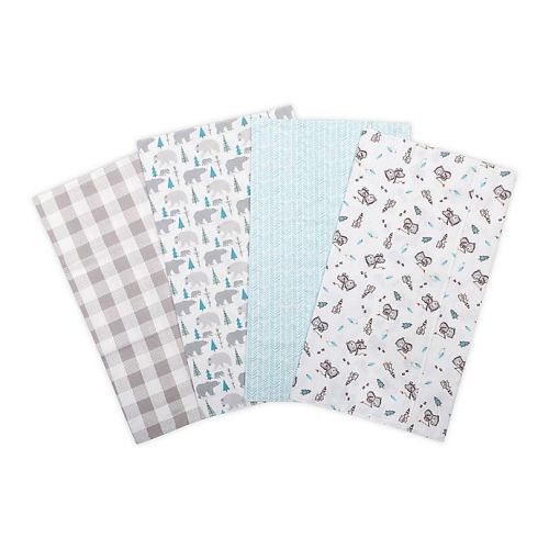 Trend Lab® 4-Pack Out of This World Flannel Burp Cloth Set in - Gray/aqua