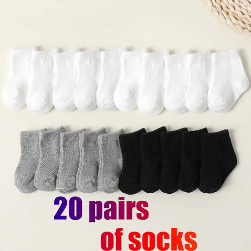 WMTBSRSW 20-Pack Newborn Baby Infant & Toddler Unisex Boys Girls Socks Low Cut Stretch Socks Breathable Cozy Ankle Socks Assorted Size