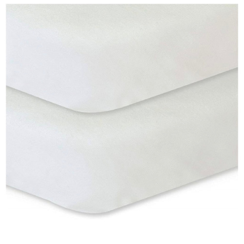 2 Pack Waterproof Pack N Play Sheets 27"x 39", Organic Cotton Mini Portable Crib Sheet with Mattress Pad Cover Protection for Playard, Stretchy Pack and Play Fitted Sheet, White