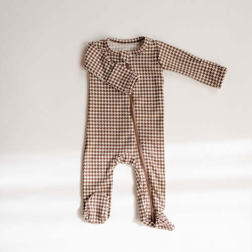 Zipper Footie Onesie in Cinnamon