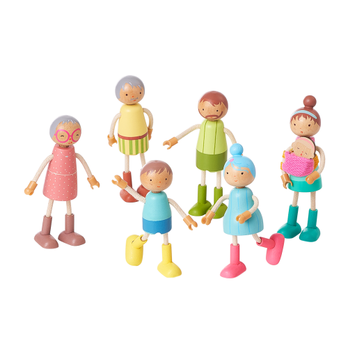 Wooden Dollhouse Family Dolls Set of 7 Ages 3+ | Giant Bean – Giant bean