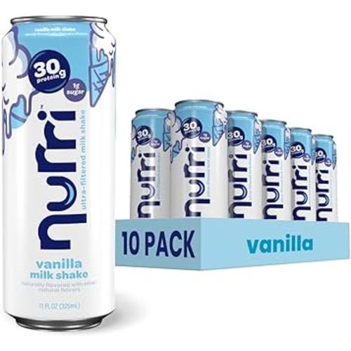 Nurri - 30g Protein Ultra Filtered Milk Shake – Vanilla - Lactose Free, Low Sugar, 150 Calories, 10 Vitamins and Minerals - 11 fl oz, 10 Cans